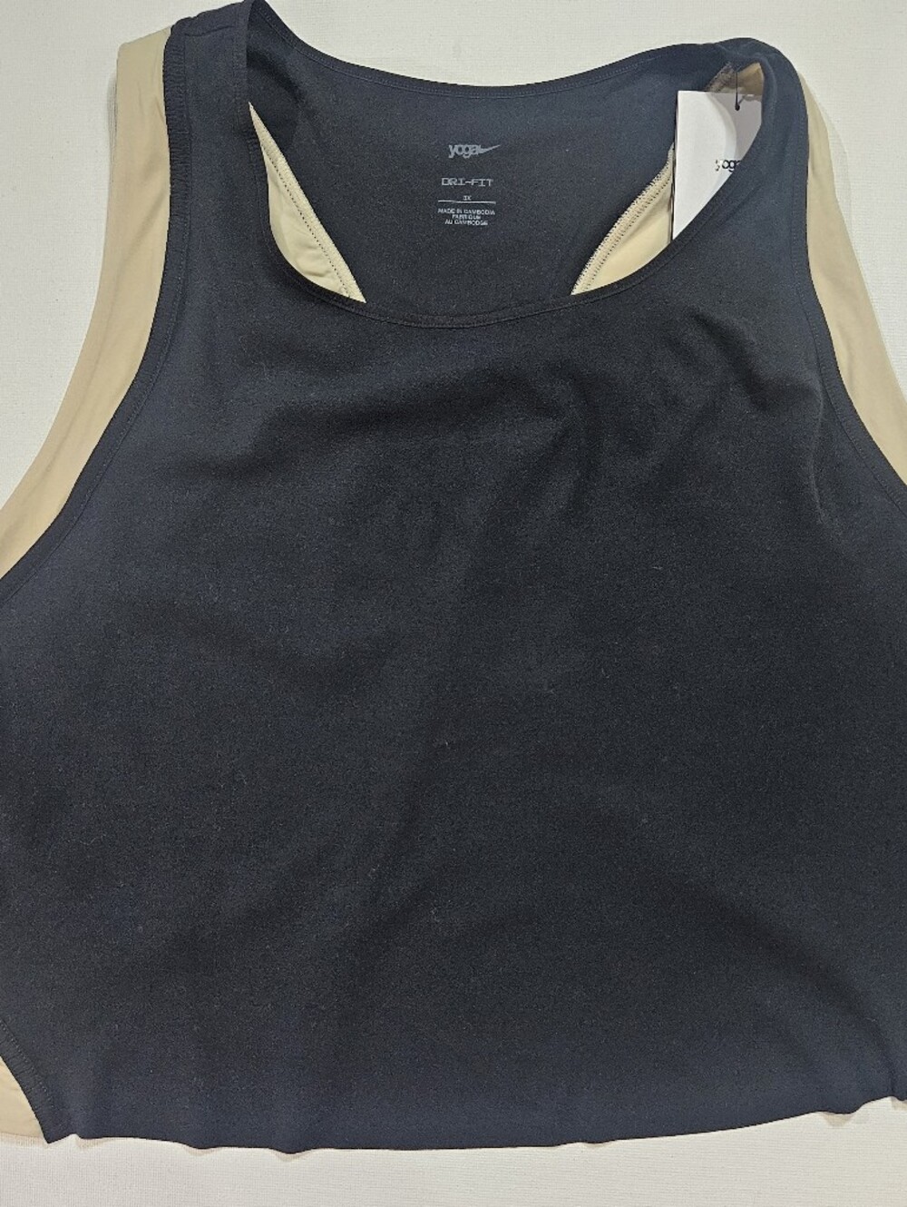 NWT Nike Yoga Dri-Fit Tank Top Womens 3X Black Tan Moisture Wicking Activewear